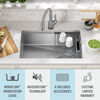 30” Workstation Kitchen Sink Undermount Stainless Steel Single Bowl with WorkFlow™ Ledge and Accessories